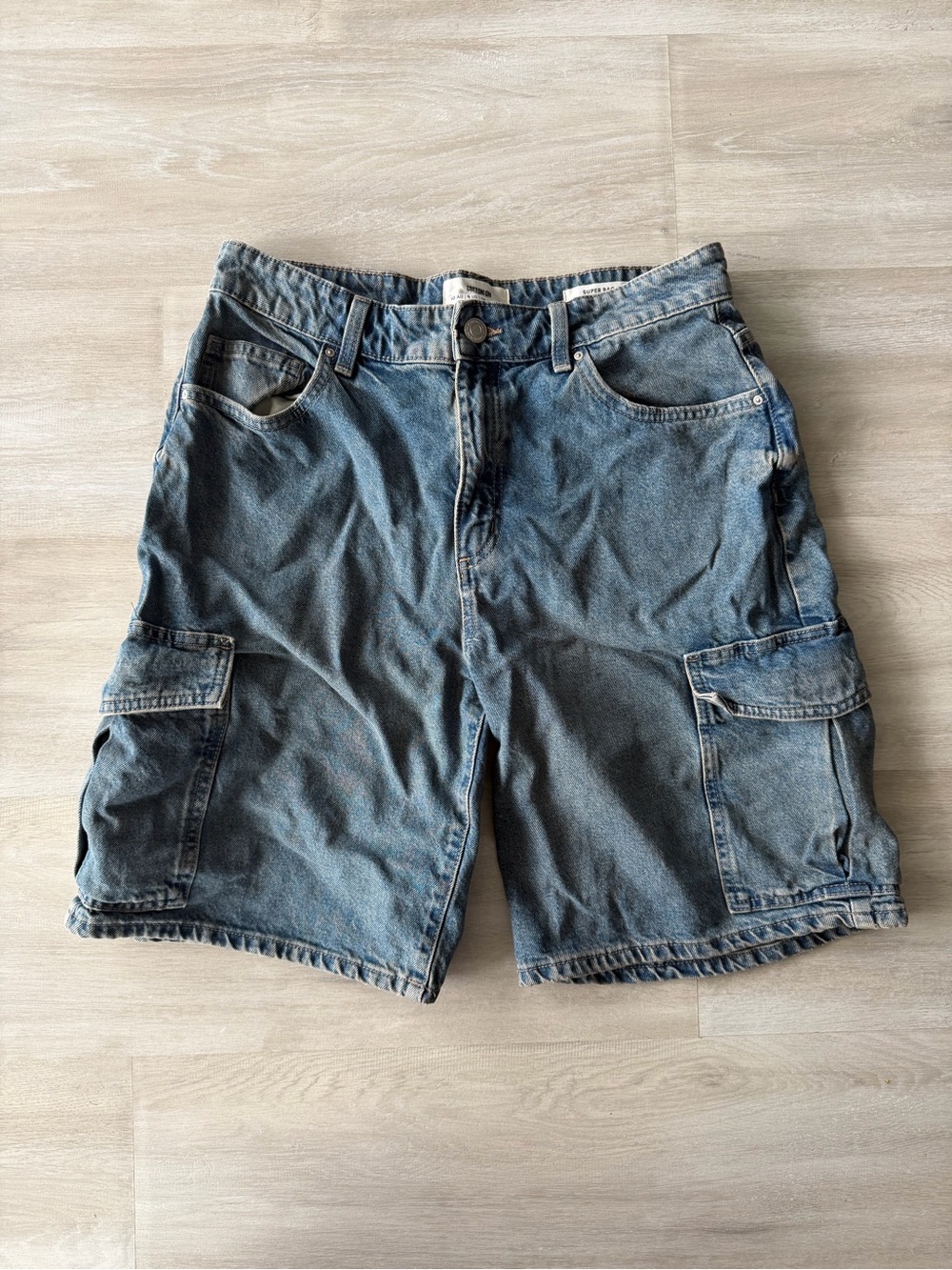 Cotton On Washed Blue Cargo Shorts Denim Jort
